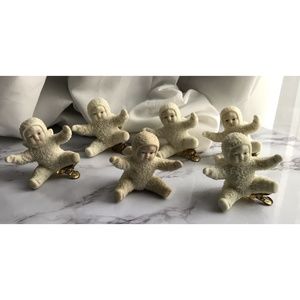 VTG Snowbabies Sitting Clip Bisque Angel Ornaments